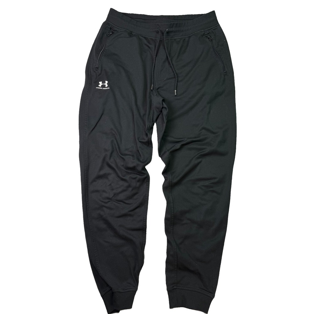Under Armour Elite Jogger Pants Zip Pocket Black Men's Large Loose Fit COLDGEAR